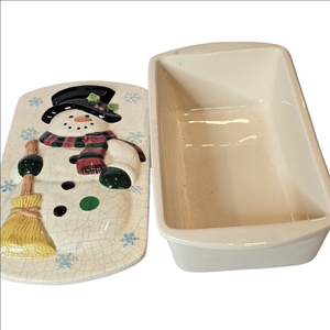 Vintage New Debco Loaf Pan with SnowMan Lid